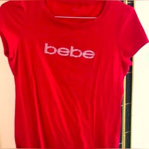 Bebe Scarlet Tee with Embellished Logo